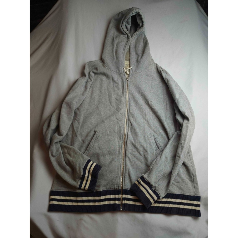 American Eagle AE Athletics Full Zip Hoodie Mens XL Gray Striped Sweatshirt Y2K